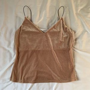 Better Be Mustard Yellow/Light Brown/Gold Velvet Spaghetti Strap Top